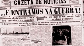 Capa do Jornal Gazeta de Notícias anunciando a entrada do Brasil na Primeira Guerra
