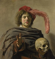 Homem jovem segurando um crânio, obra de Frans Hals