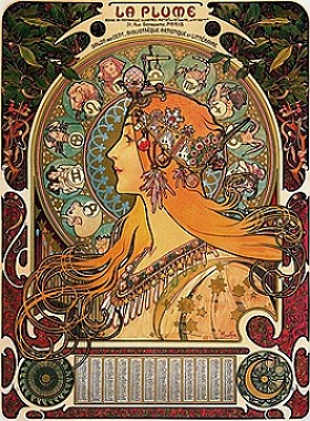 La Plume, cartaz feito por Afons Mucha La Plume, cartaz-calendário feito por Afons Mucha