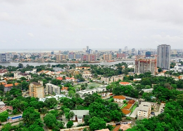 Foto a&eacute;rea da cidade de Lagos, Nig&eacute;ria