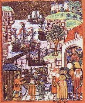 Imagem representando comerciantes da Liga Hanseática