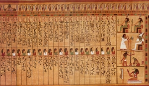 Trecho do Livro dos Mortos mostrando os 42 juízes de Maat