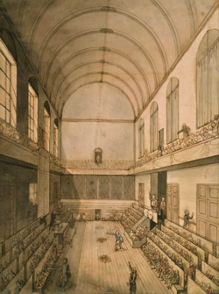Sala do Manège das Tulherias, local de reunião da Convenção Nacional Sala do Manège das Tulherias, local de reunião da Convenção Nacional até 9 de maio de 1793