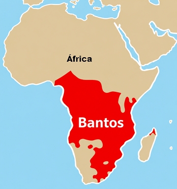 Mapa da África, bantos Mapa da África mostrando região ocupada pelos bantos