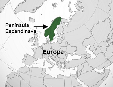 Localização geográfica da Pensínsula Escandinava Localização geográfica da Pensínsula Escandinava