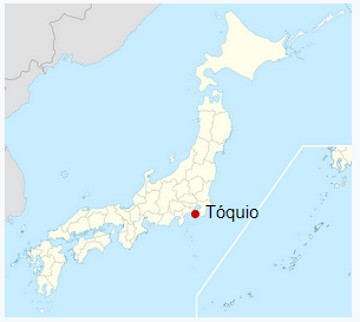 Localiza&ccedil;&atilde;o da cidade de T&oacute;quio no Jap&atilde;o