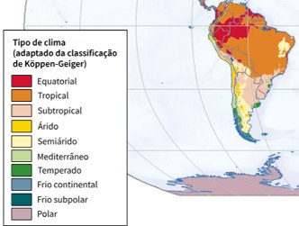 Localização dos climas na América do Sul Mapa da América do Sul mostrando os tipos de clima
