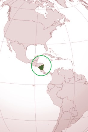 Mapa mostrando a localização da Nicarágua