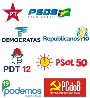 Logotipos de vários partidos brasileiros