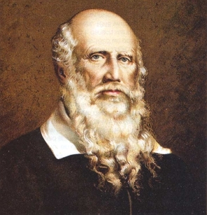 Pintura de Ludwig Jahn, homem de meia idade, branco, calvo e de barba branca