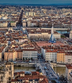Foto aérea da cidade de Lyon na França