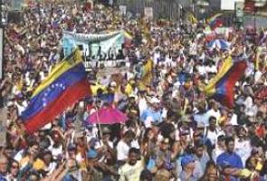 Manifestação pela democracia na Venezuela em janeiro de 2019