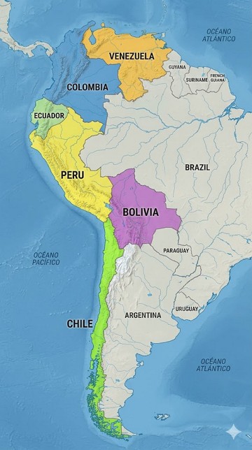 Mapa da América Andina Mapa da América Andina