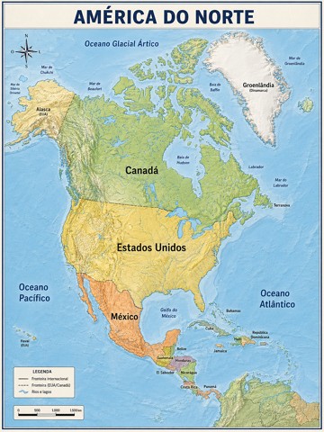 Mapa da América do Norte Mapa da América do Norte