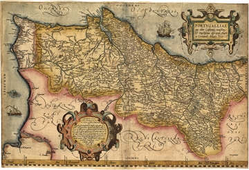 Mapa antigo de Portugal, exemplo de fonte hist&oacute;rica