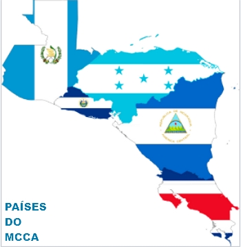 Mapa formado com as bandeiras dos países integrantes do MCCA Mapa formado com as bandeiras dos países integrantes do MCCA
