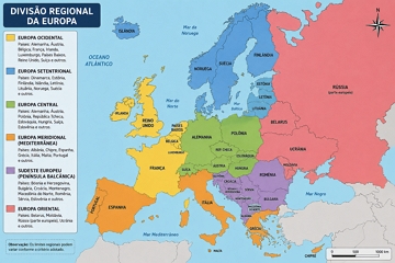 Mapa da divisão regional da Europa Mapa da divisão regional da Europa