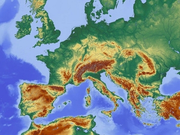 Relevo da Europa Mapa físico da Europa