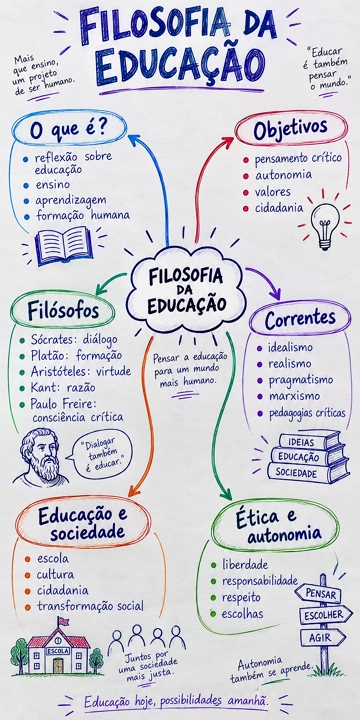 Mapa mental sobre a filosofia da Educa&ccedil;&atilde;o