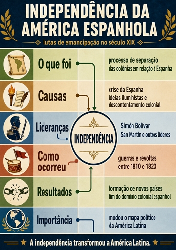 mapa mental sobre a Independência da América Espanhola mapa mental sobre a Independência da América Espanhola