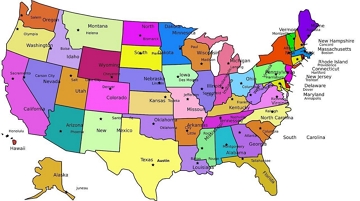 Mapa politico dos EUA Mapa politico dos EUA com nome dos Estados e capitais