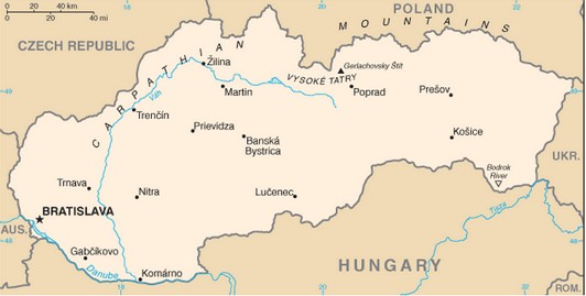 Mapa da Eslováquia