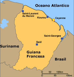mapa da Guiana Francesa
