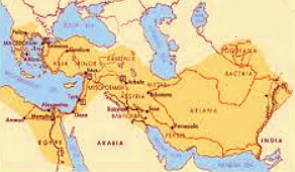 Mapa mostrando as regiões com influência do helenismo