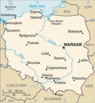 mapa da Polônia