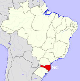 Mapa do Brasil mostrando a localização geográfica do estado de Santa Catarina
