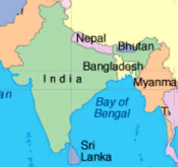 Mapa da região sul da Ásia