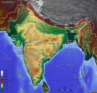 Mapa topográfico da Índia Mapa topográfico da Índia