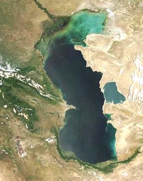Imagem aérea do Mar Cáspio