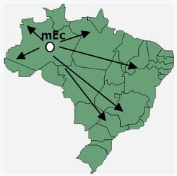 Atuação da Massa de Ar Equatorial Continental no verão, Mapa