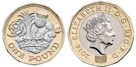 Frente e verso da moeda de 1 libra esterlina