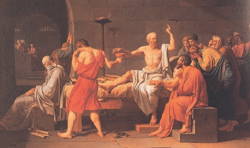 Pintura representando a morte do filósofo Sócrates