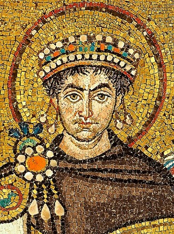 imperador bizantino Justiniano I Imagem do imperador bizantino Justiniano I num mosaico