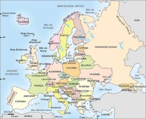mapa político da Europa