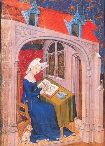 Mulher da Idade Média Mulher da Nobreza da Idade Média escrevendo