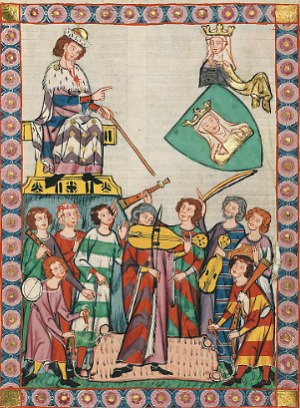 Pintura medieval retratando músicos com seus instrumentos