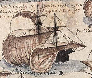 Pintura da embarcação de Pedro Álvares Cabral