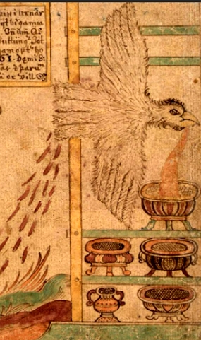 Pintura mostrando Odin na forma de pássaro com o hidromel