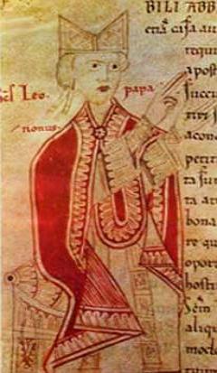 Pintura medieval mostrando o Papa Leão IX
