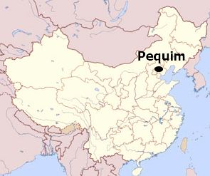 Mapa da China mostrando a localização de Pequim