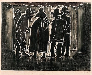 Pescadores, obra de Oswaldo Goeldi. Pescadores, obra de Oswaldo Goeldi.