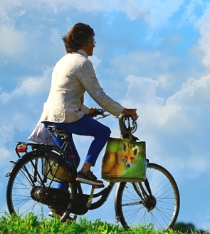 Foto de uma pessoa andando de bicicleta