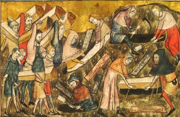 Cidadãos de Tournai sepultam vítimas da peste. Cidadãos de Tournai sepultam vítimas da peste.