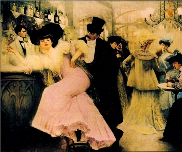 Belle Époque Pintura de pessoas num bar