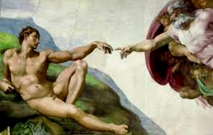 Pintura de Michelangelo mostrando Deus crianco o homem