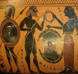 Pintura em vaso grego mostrando Aquiles